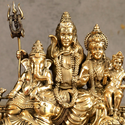 Pure Brass Superfine Shiv Parivar Idol - 6 inch - Budhshiv.com