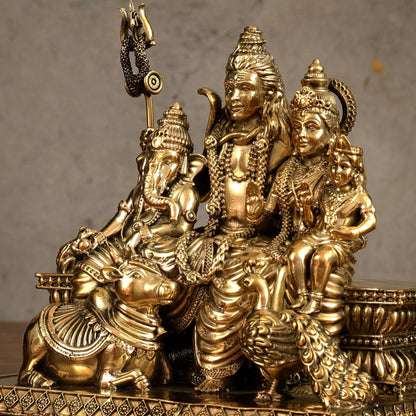 Pure Brass Superfine Shiv Parivar Idol - 6 inch - Budhshiv.com