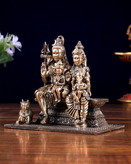 Pure Brass Superfine Shiv Parivar with Nandi Idol 4 inch - Budhshiv.com