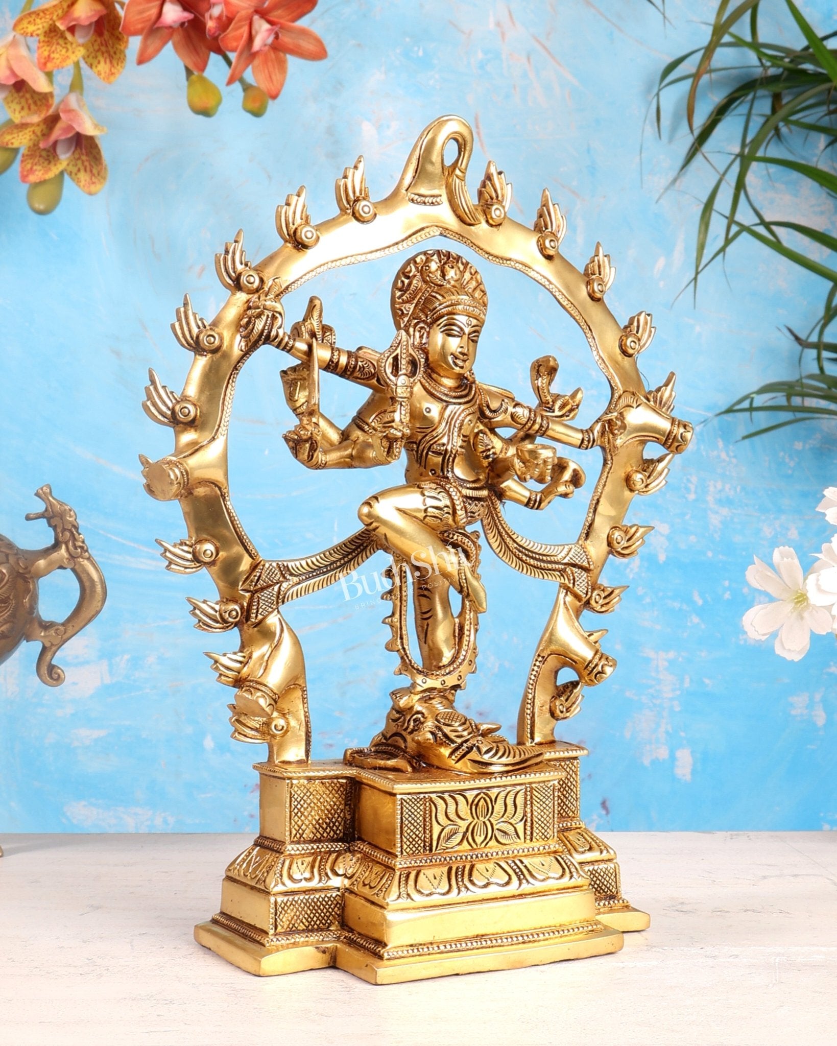 Pure Brass Superfine Shiva Gaja Samhara Murthy 12 inch - Budhshiv.com