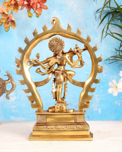 Pure Brass Superfine Shiva Gaja Samhara Murthy 12 inch - Budhshiv.com