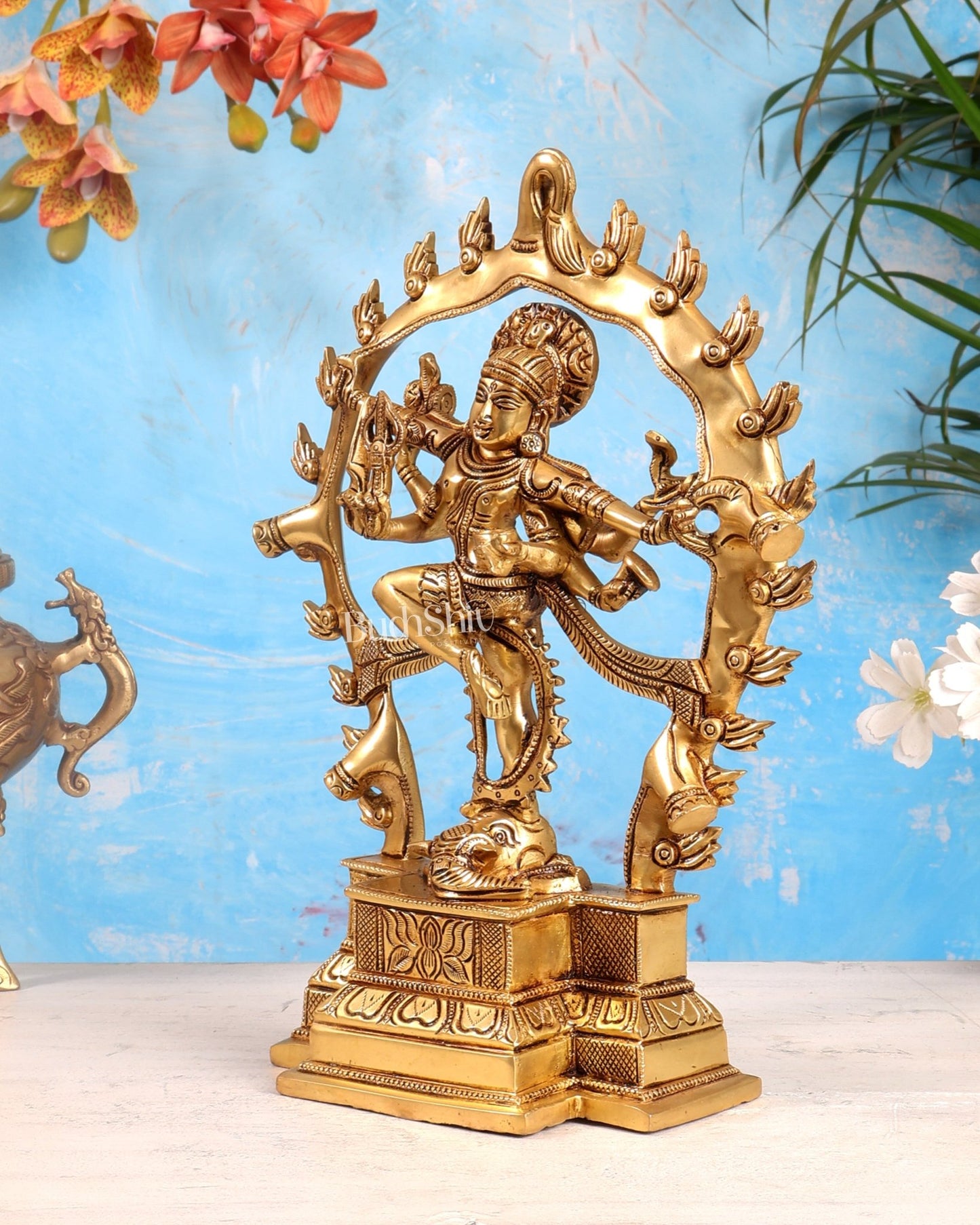 Pure Brass Superfine Shiva Gaja Samhara Murthy 12 inch - Budhshiv.com