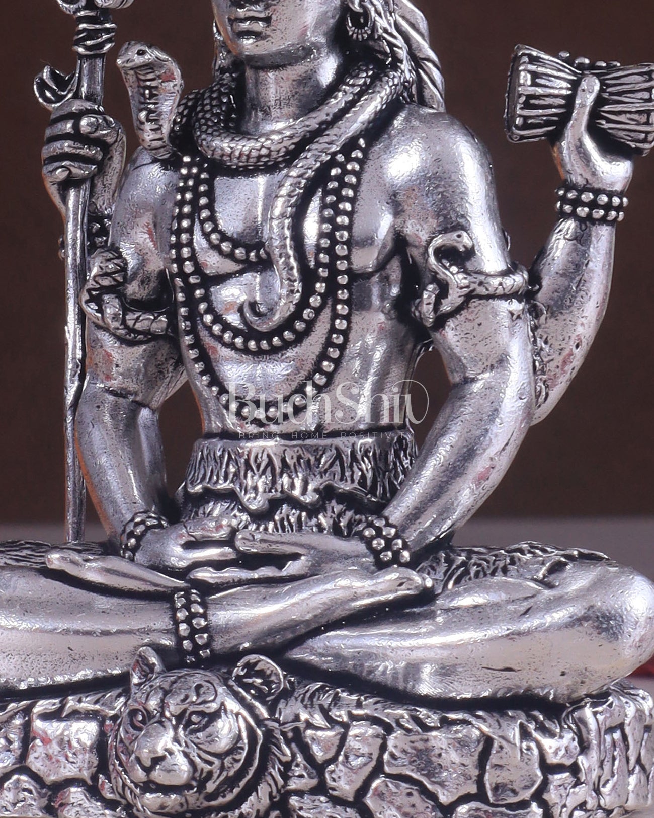 Pure Brass Superfine Silver Plated Lord Shiva in Meditation Idol - 4" Tall - Budhshiv.com