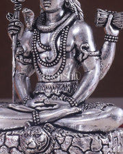 Pure Brass Superfine Silver Plated Lord Shiva in Meditation Idol - 4" Tall - Budhshiv.com