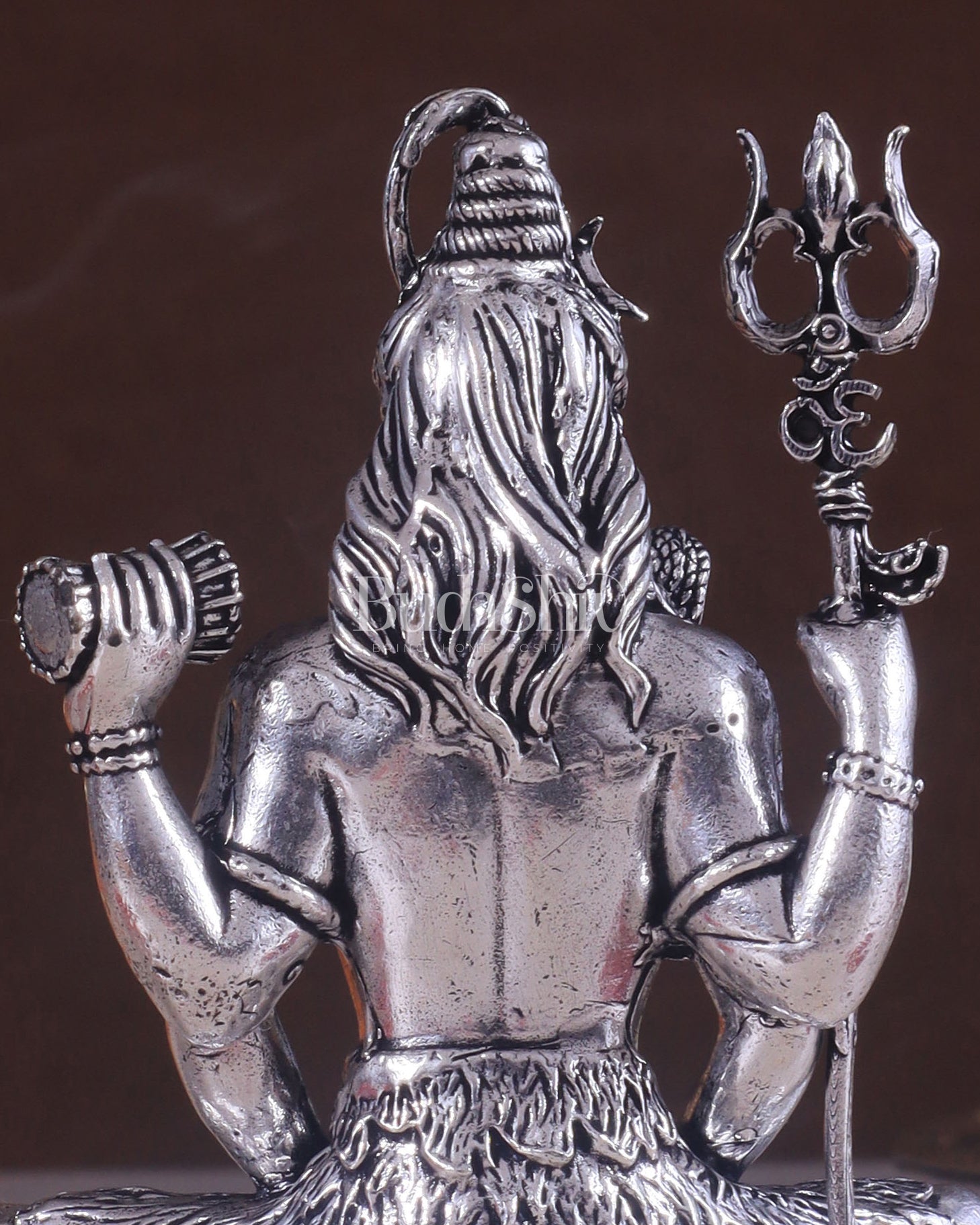 Pure Brass Superfine Silver Plated Lord Shiva in Meditation Idol - 4" Tall - Budhshiv.com