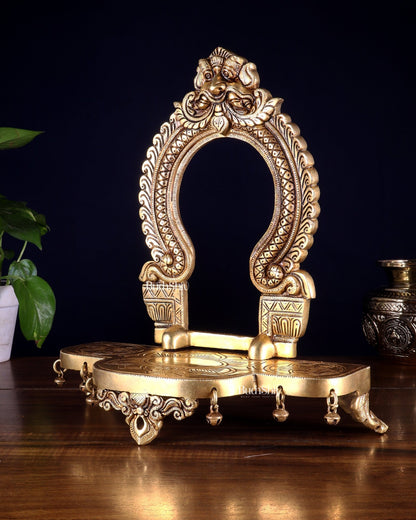 Pure Brass Superfine Singhasan Chowki with Prabhavali – 12 Inch - Budhshiv.com