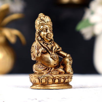 Pure Brass Superfine Small Kuber Idol - 2.5" Height - Budhshiv.com