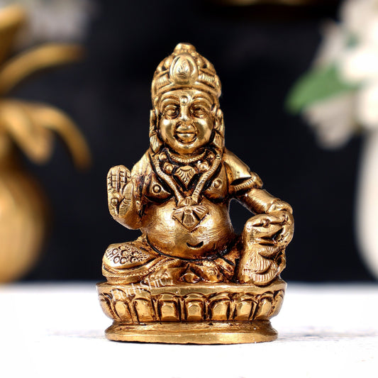 Pure Brass Superfine Small Kuber Idol - 2.5" Height - Budhshiv.com