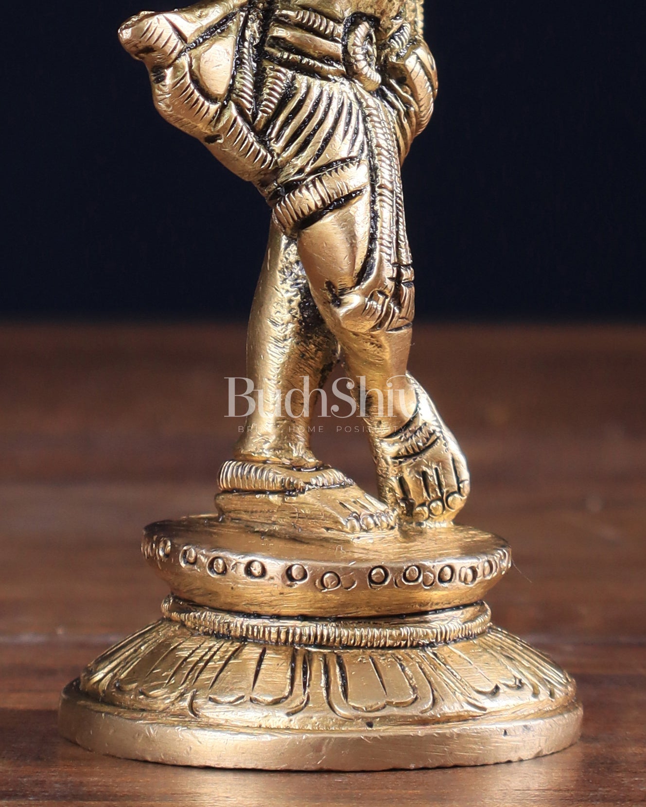 Pure Brass Superfine Small Lord Krishna Idol 4.5" - Budhshiv.com