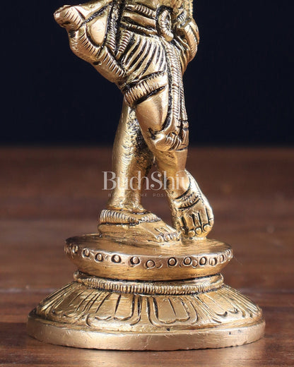 Pure Brass Superfine Small Lord Krishna Idol 4.5" - Budhshiv.com