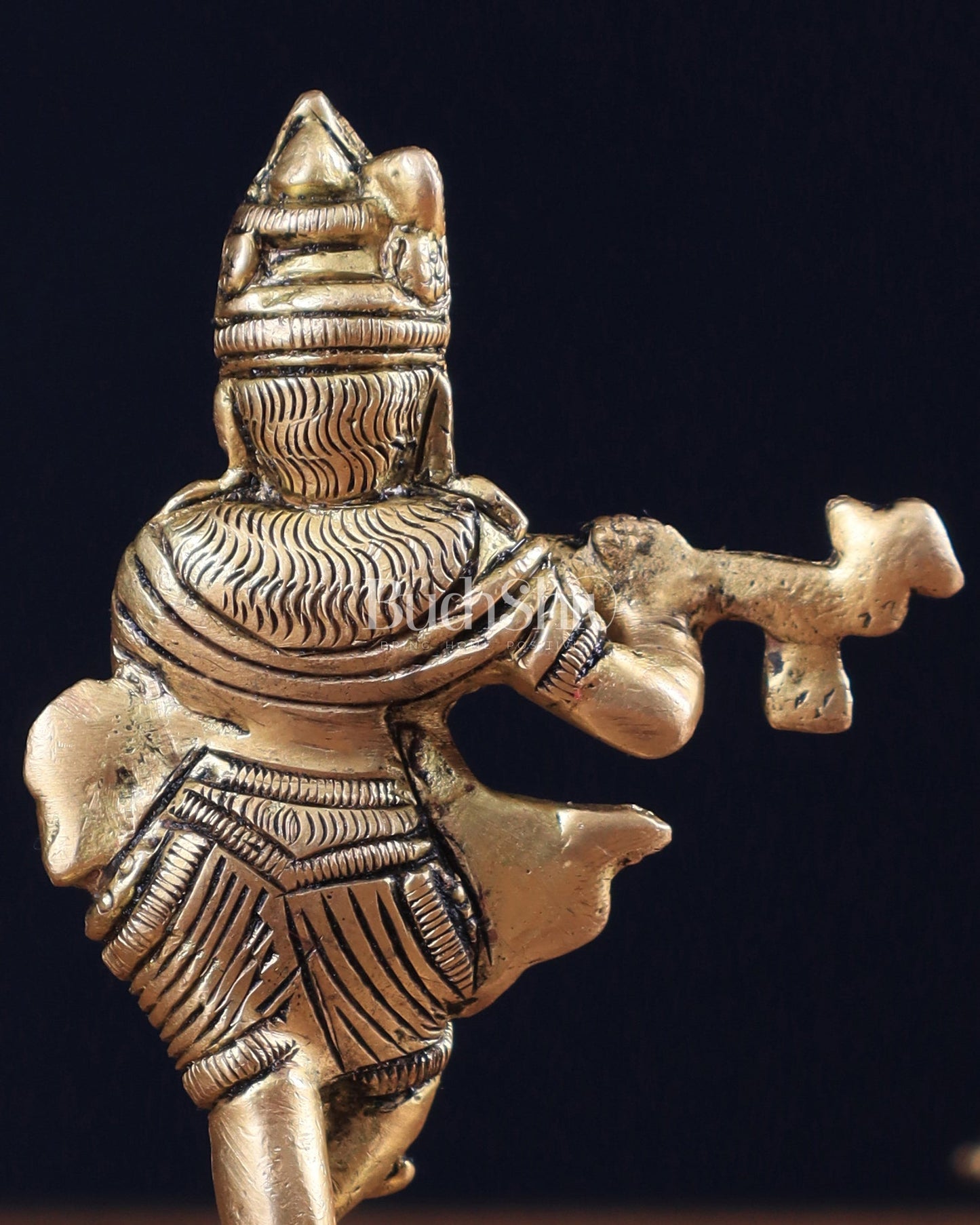 Pure Brass Superfine Small Lord Krishna Idol 4.5" - Budhshiv.com