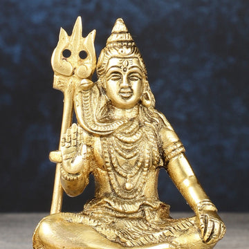 Pure Brass Superfine Small Lord Shiva Idol - 4" - Budhshiv.com