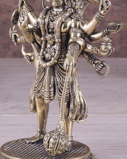 Pure Brass Superfine Standing Panchmukhi Hanuman Idol 6.5" - Budhshiv.com