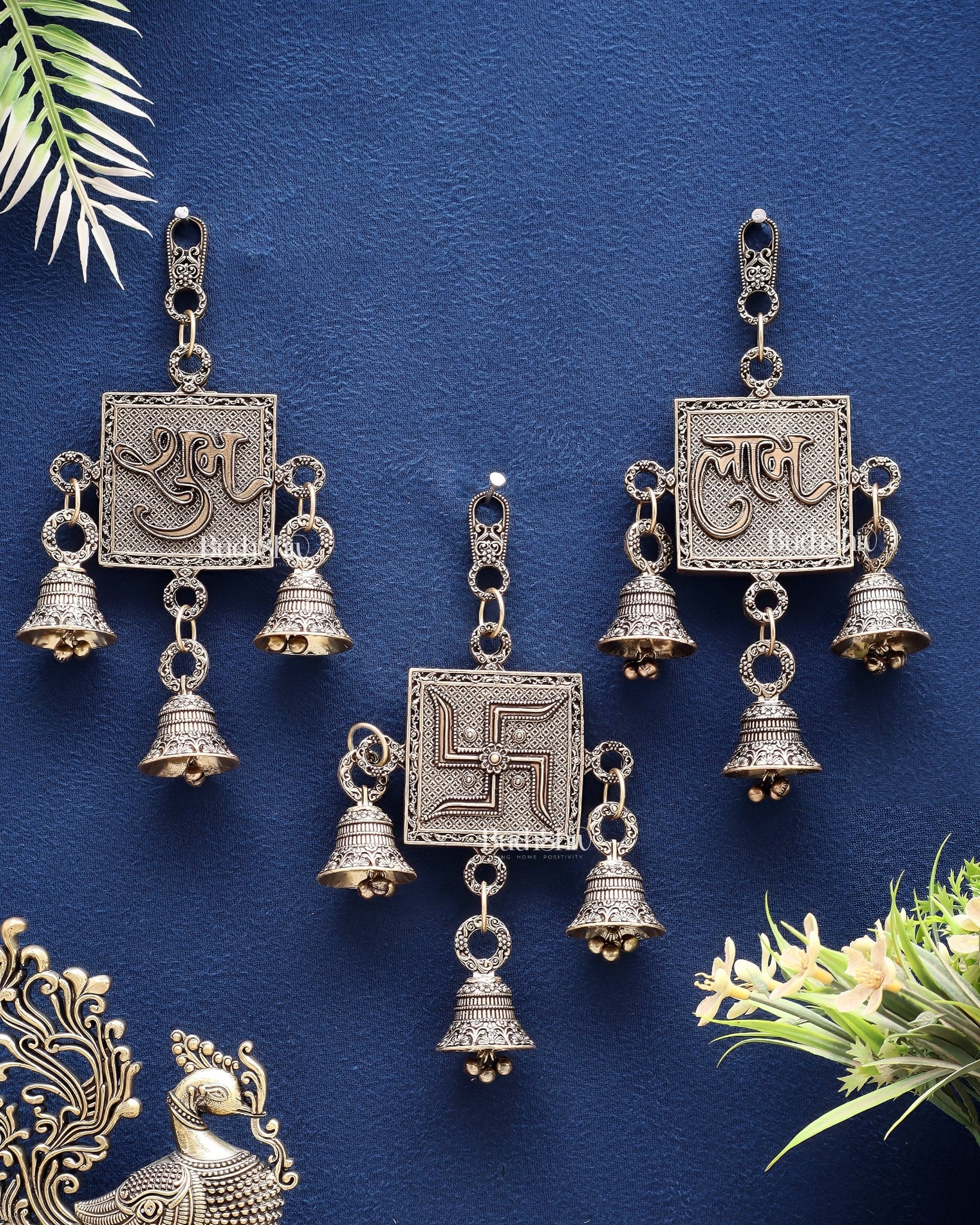 Pure Brass swastik, Shubh Labh Wall Hanging Set – Lightweight & Auspicious - Budhshiv.com
