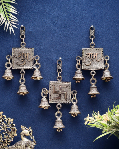 Pure Brass swastik, Shubh Labh Wall Hanging Set – Lightweight & Auspicious - Budhshiv.com