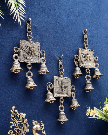 Pure Brass swastik, Shubh Labh Wall Hanging Set – Lightweight & Auspicious - Budhshiv.com