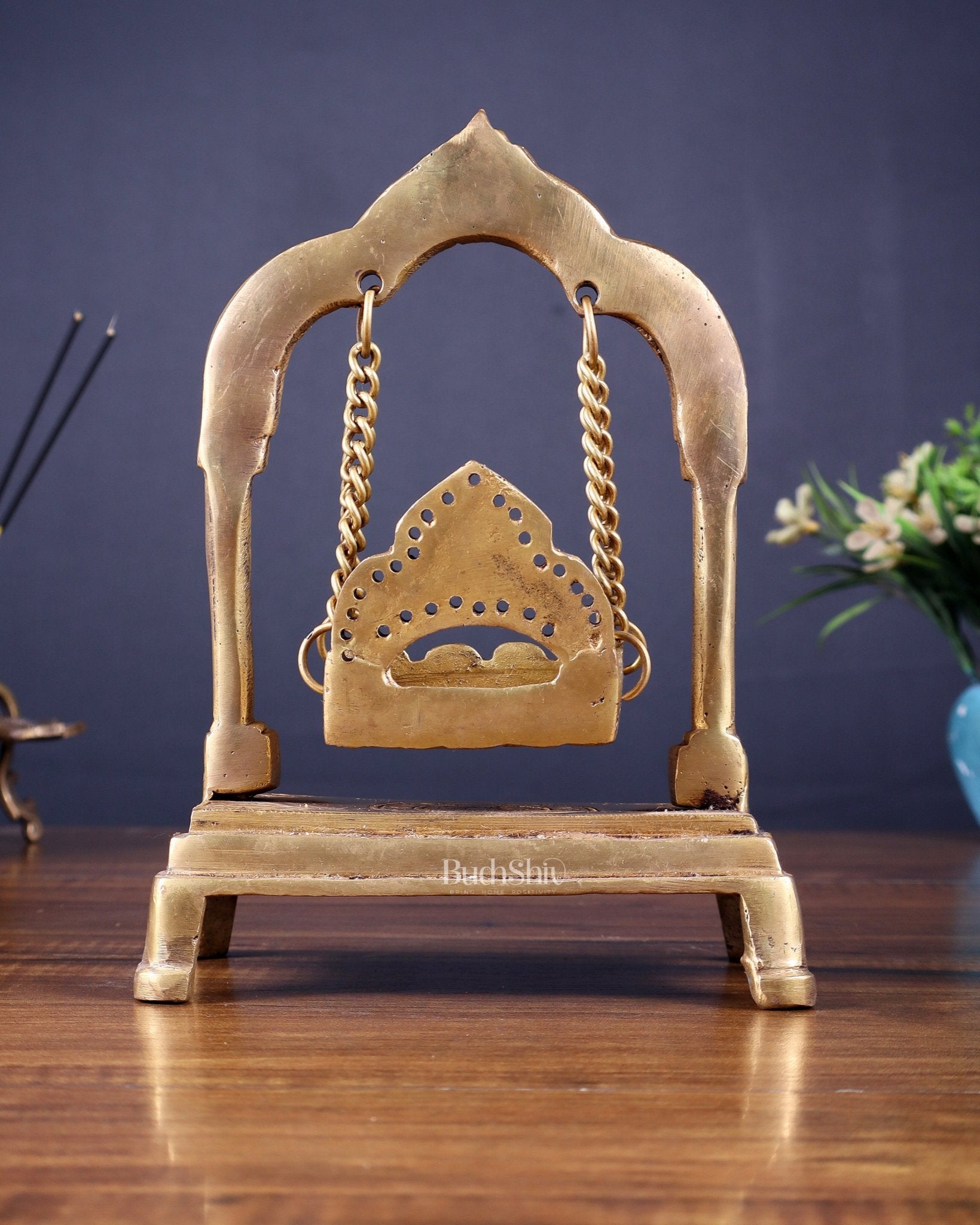 Pure Brass Swing Jhoola (Oonjal) for Home Temple 8" - Budhshiv.com