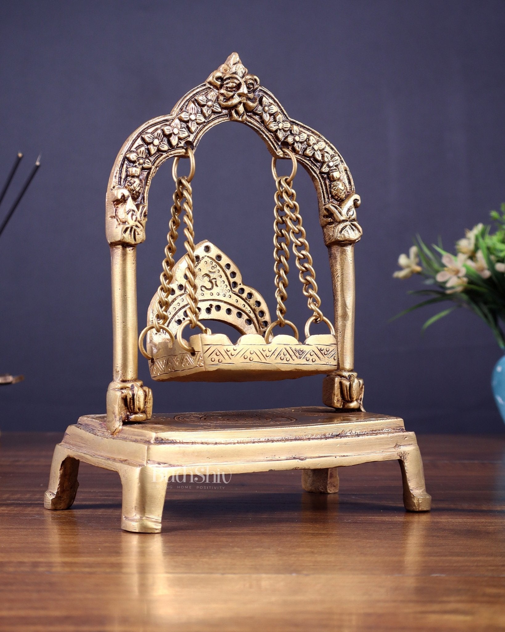 Pure Brass Swing Jhoola (Oonjal) for Home Temple 8" - Budhshiv.com