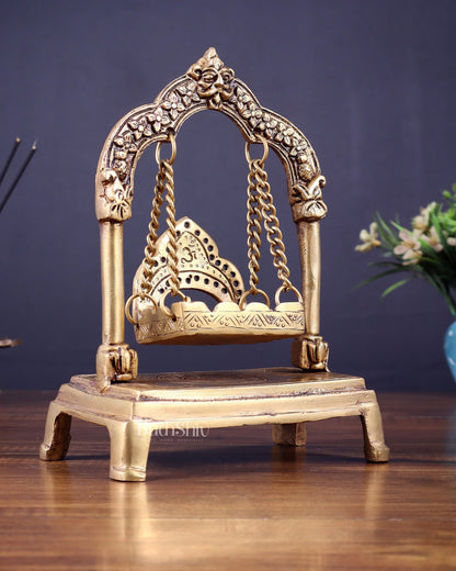 Pure Brass Swing Jhoola (Oonjal) for Home Temple 8" - Budhshiv.com