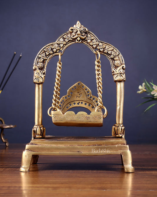 Pure Brass Swing Jhoola (Oonjal) for Home Temple 8" - Budhshiv.com