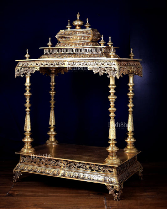 Pure Brass Temple – Large Size for Home Mandir 38 inch - Budhshiv.com