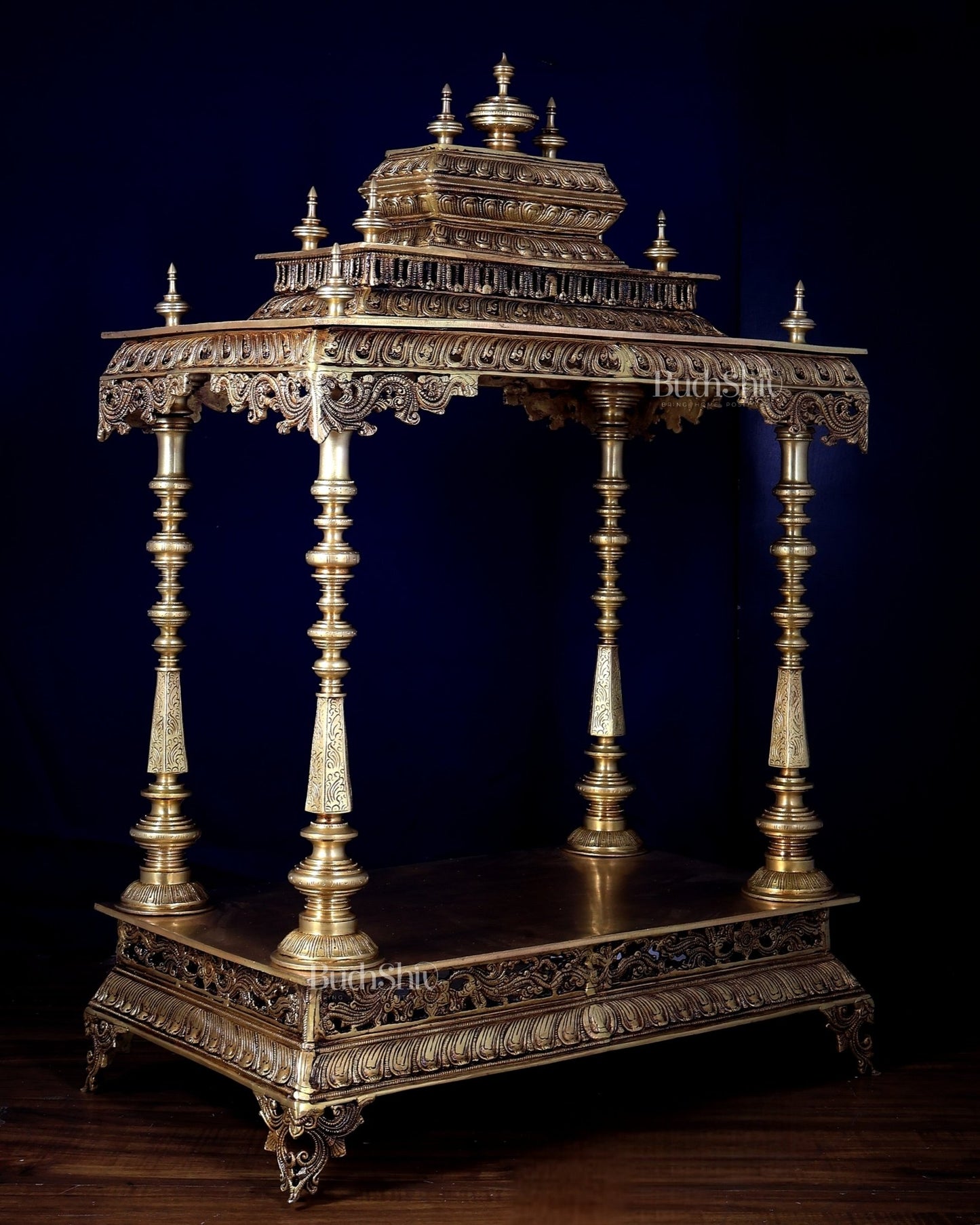 Pure Brass Temple – Large Size for Home Mandir 38 inch - Budhshiv.com