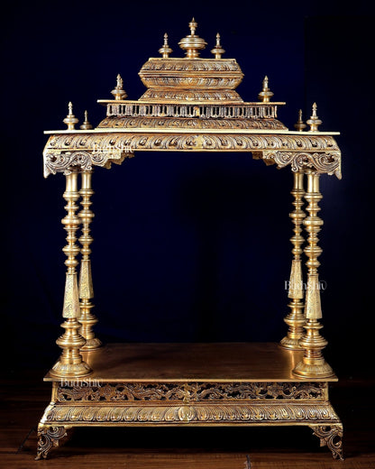 Pure Brass Temple – Large Size for Home Mandir 38 inch - Budhshiv.com