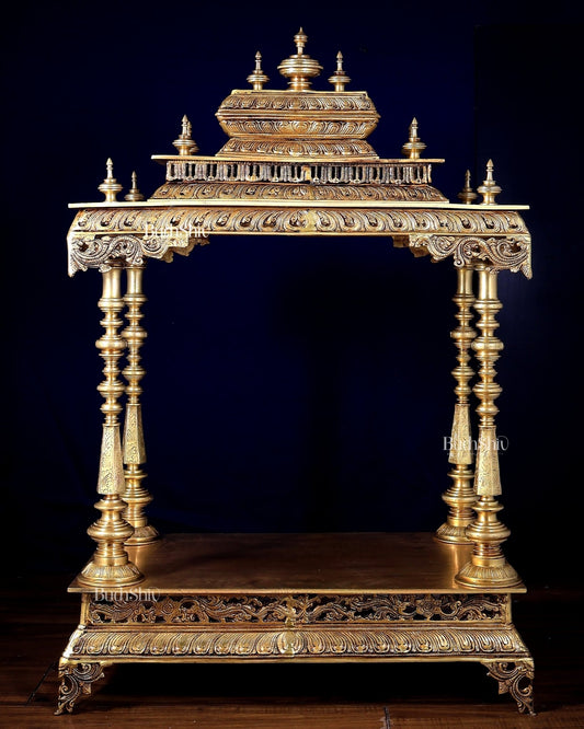 Pure Brass Temple – Large Size for Home Mandir 38 inch - Budhshiv.com