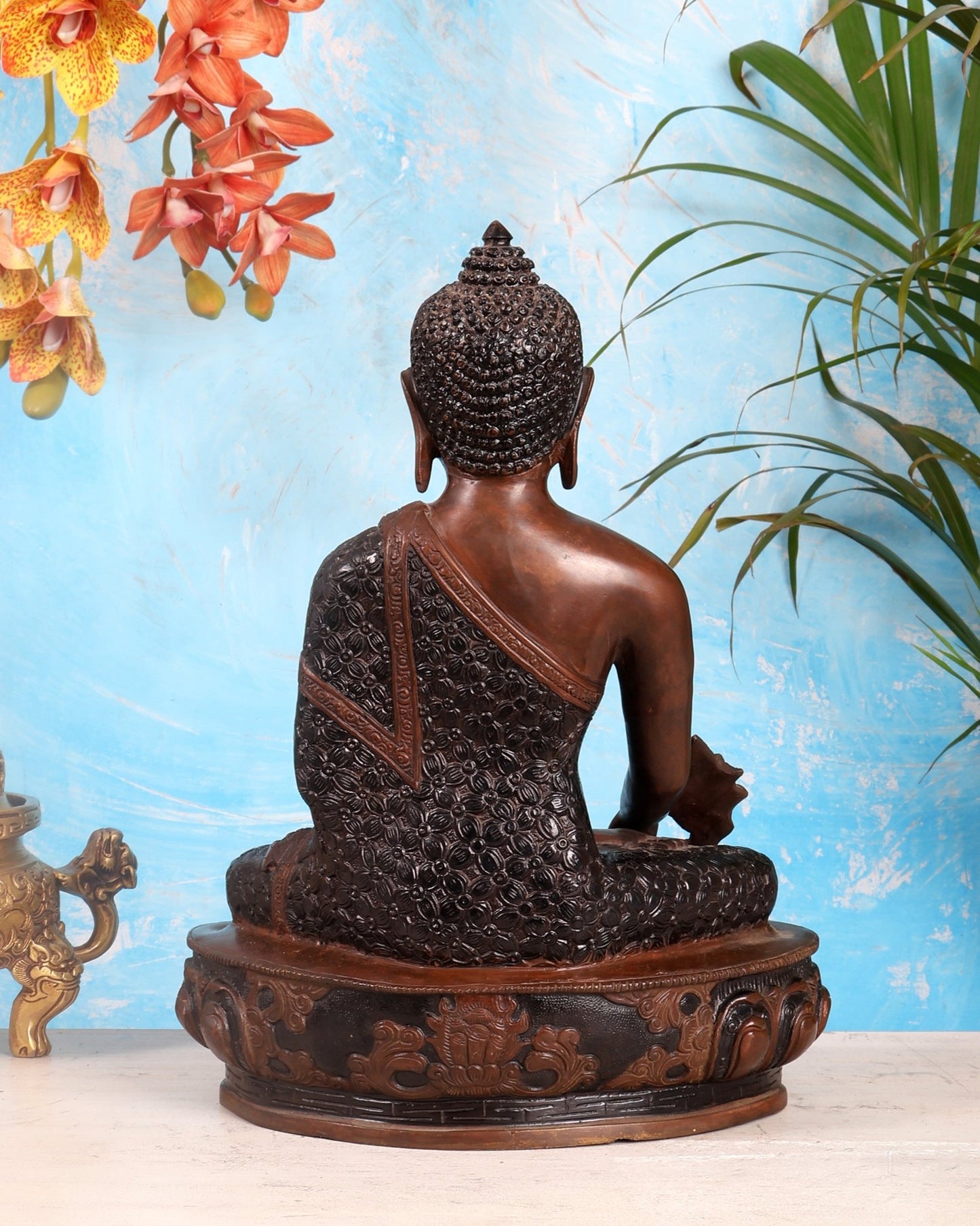 Pure Brass Tibetan Buddha medicine Statue - 13.5" Height - Budhshiv.com