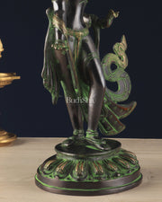 Pure Brass Tibetan Tara Devi Buddhist Goddess Idol - 15" Standing Statue - Budhshiv.com