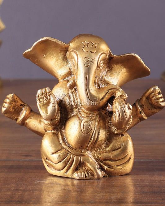 Pure Brass Tiny Appu Ganesha Miniature Idol – 2.2" - Budhshiv.com