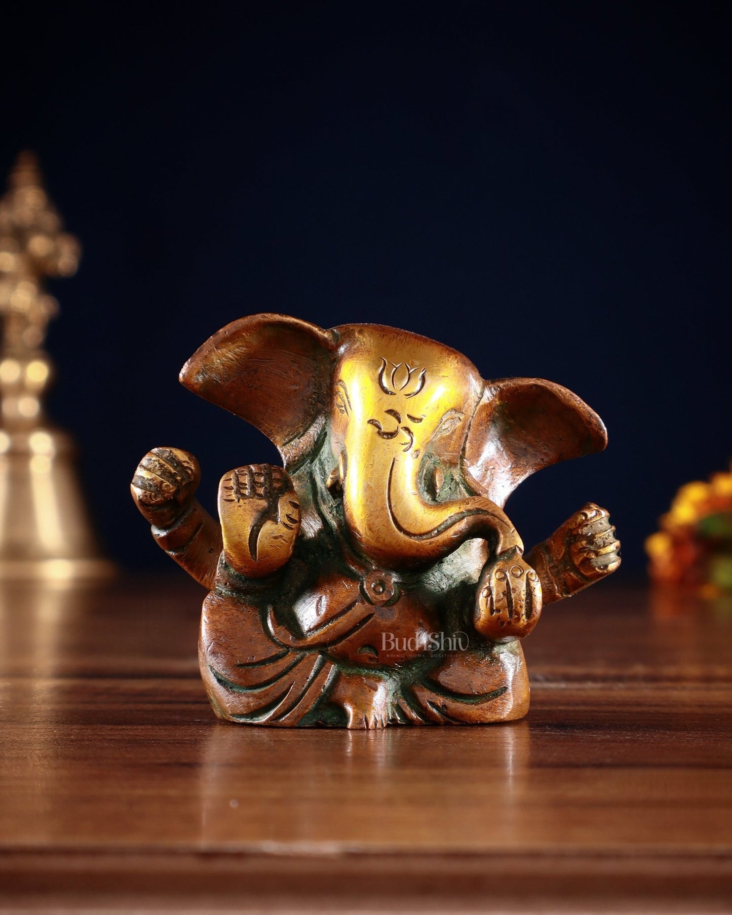 Pure Brass Tiny Appu Ganesha Miniature Idol – 2.5 " - Budhshiv.com