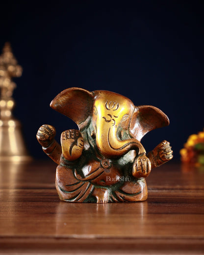 Pure Brass Tiny Appu Ganesha Miniature Idol – 2.5 " - Budhshiv.com