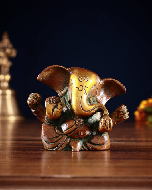 Pure Brass Tiny Appu Ganesha Miniature Idol – 2.5 " - Budhshiv.com