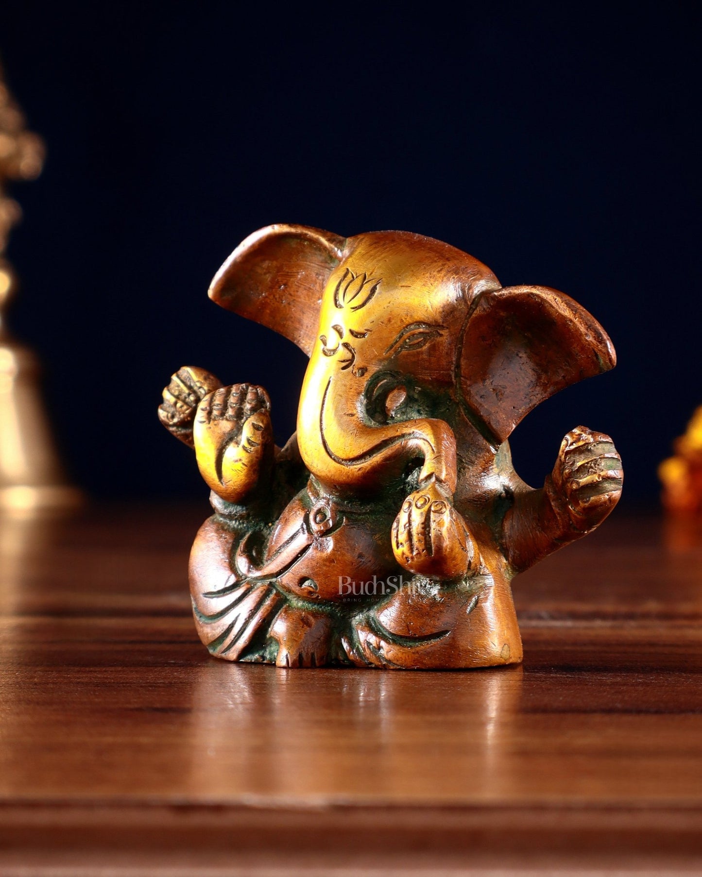 Pure Brass Tiny Appu Ganesha Miniature Idol – 2.5 " - Budhshiv.com