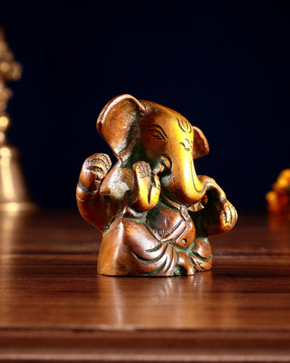 Pure Brass Tiny Appu Ganesha Miniature Idol – 2.5 " - Budhshiv.com