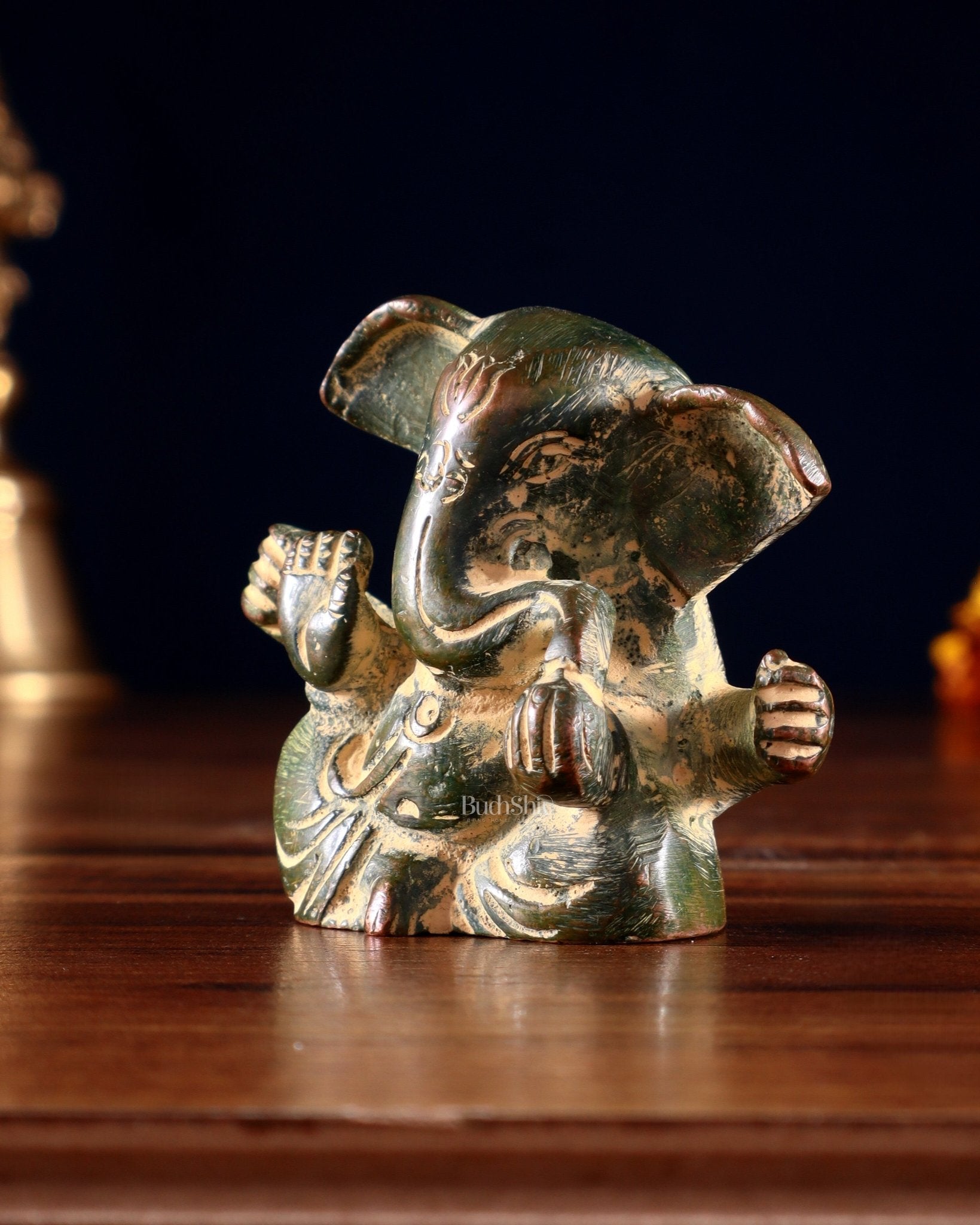 Pure Brass Tiny Appu Ganesha Miniature Idol – 2.5 " sandfinish - Budhshiv.com
