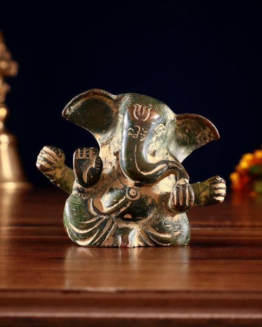 Pure Brass Tiny Appu Ganesha Miniature Idol – 2.5 " sandfinish - Budhshiv.com