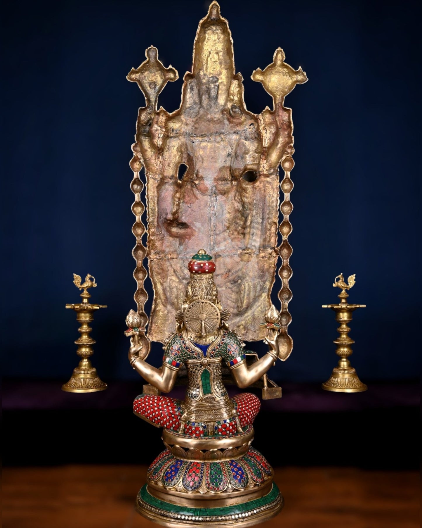 Pure Brass Tirupati Balaji & Goddess Lakshmi set 48" meenakari - Budhshiv.com