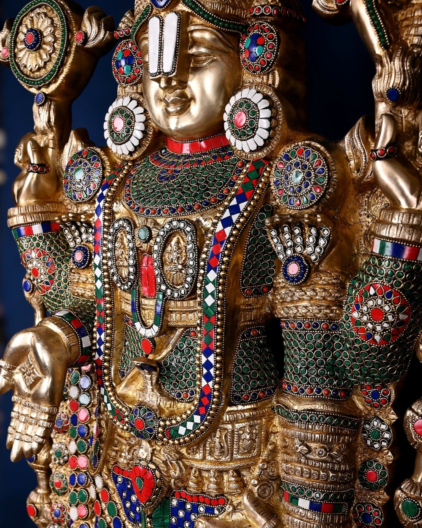 Pure Brass Tirupati Balaji & Goddess Lakshmi set 48" meenakari - Budhshiv.com