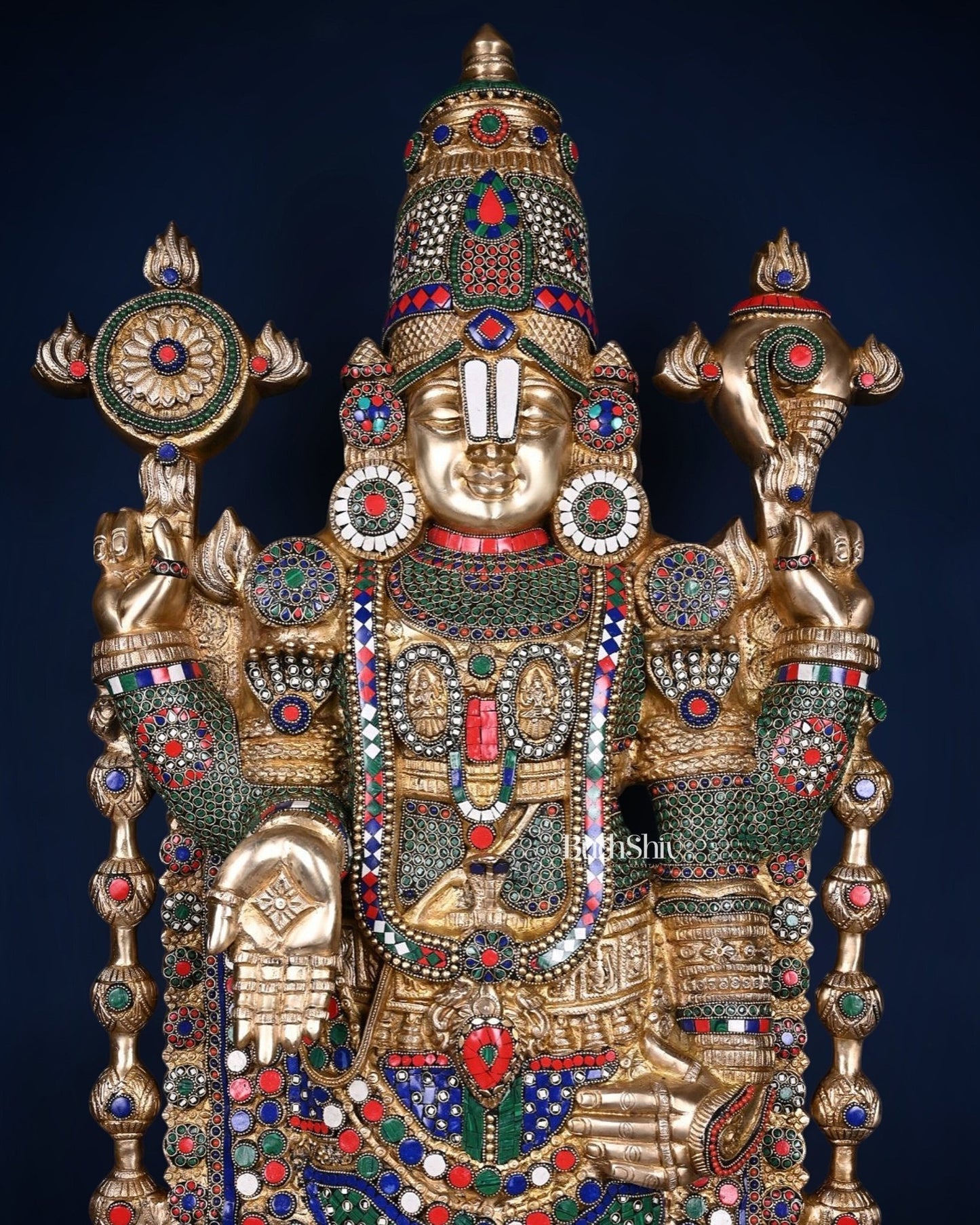 Pure Brass Tirupati Balaji & Goddess Lakshmi set 48" meenakari - Budhshiv.com