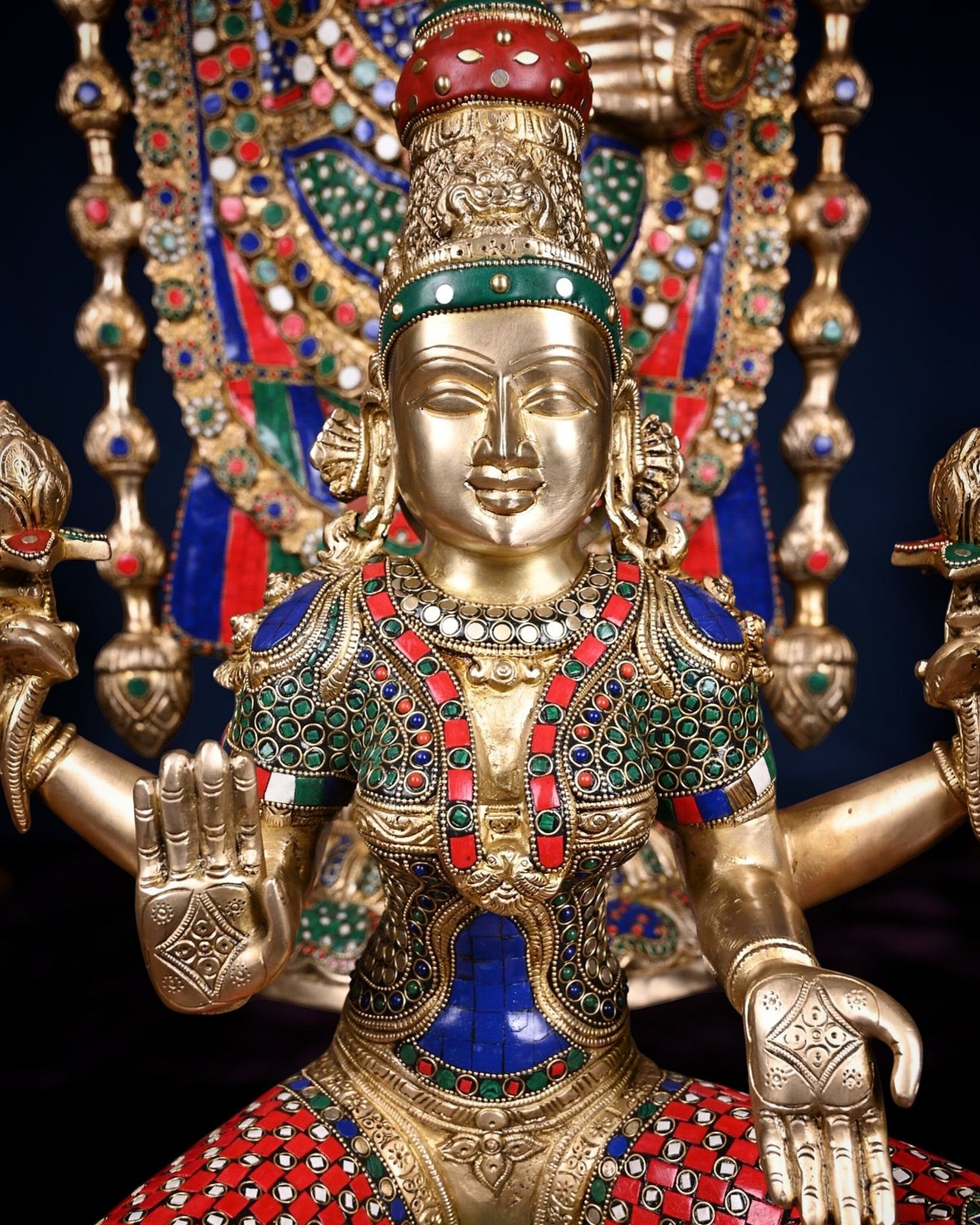 Pure Brass Tirupati Balaji & Goddess Lakshmi set 48" meenakari - Budhshiv.com