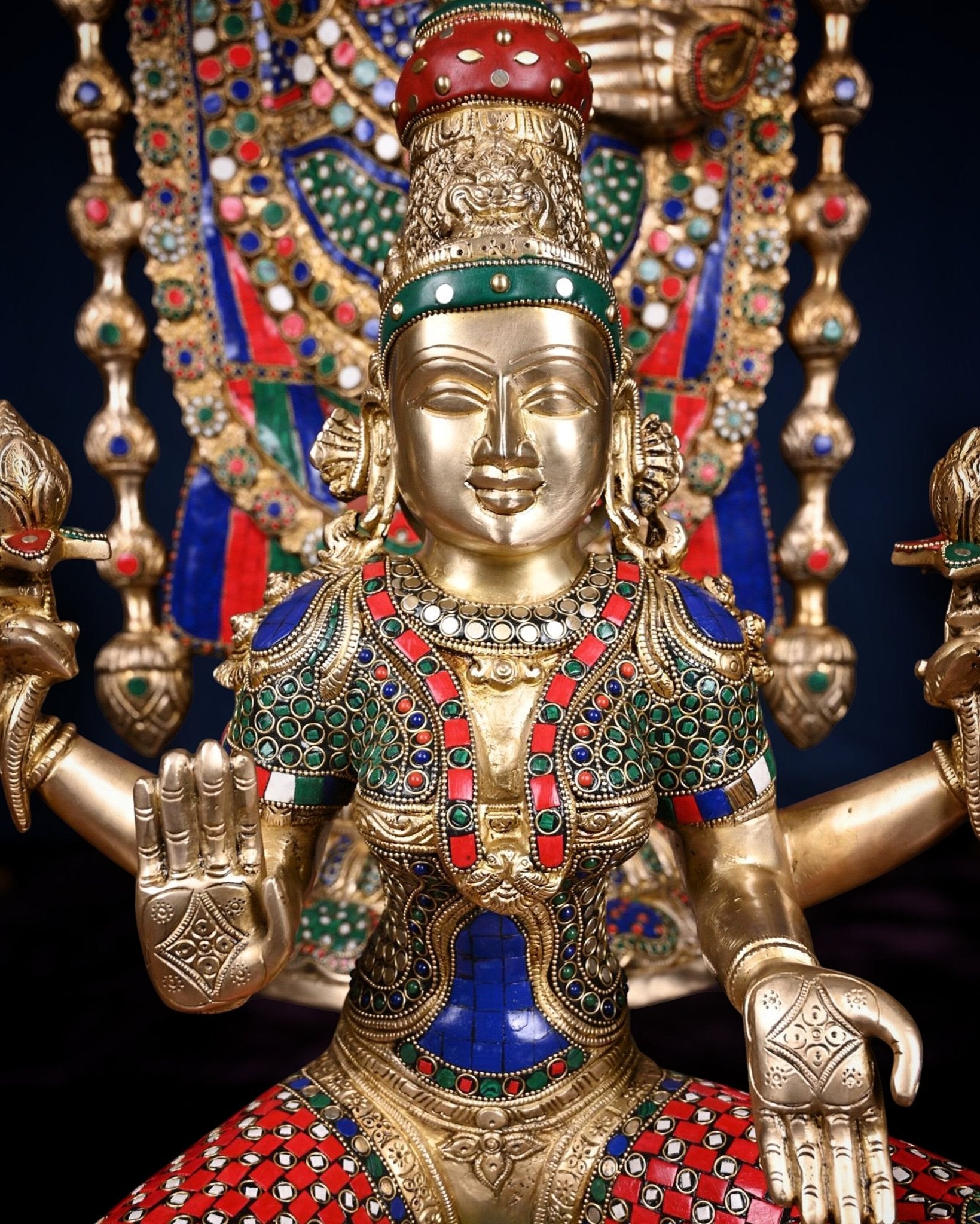 Pure Brass Tirupati Balaji & Goddess Lakshmi set 48" meenakari - Budhshiv.com
