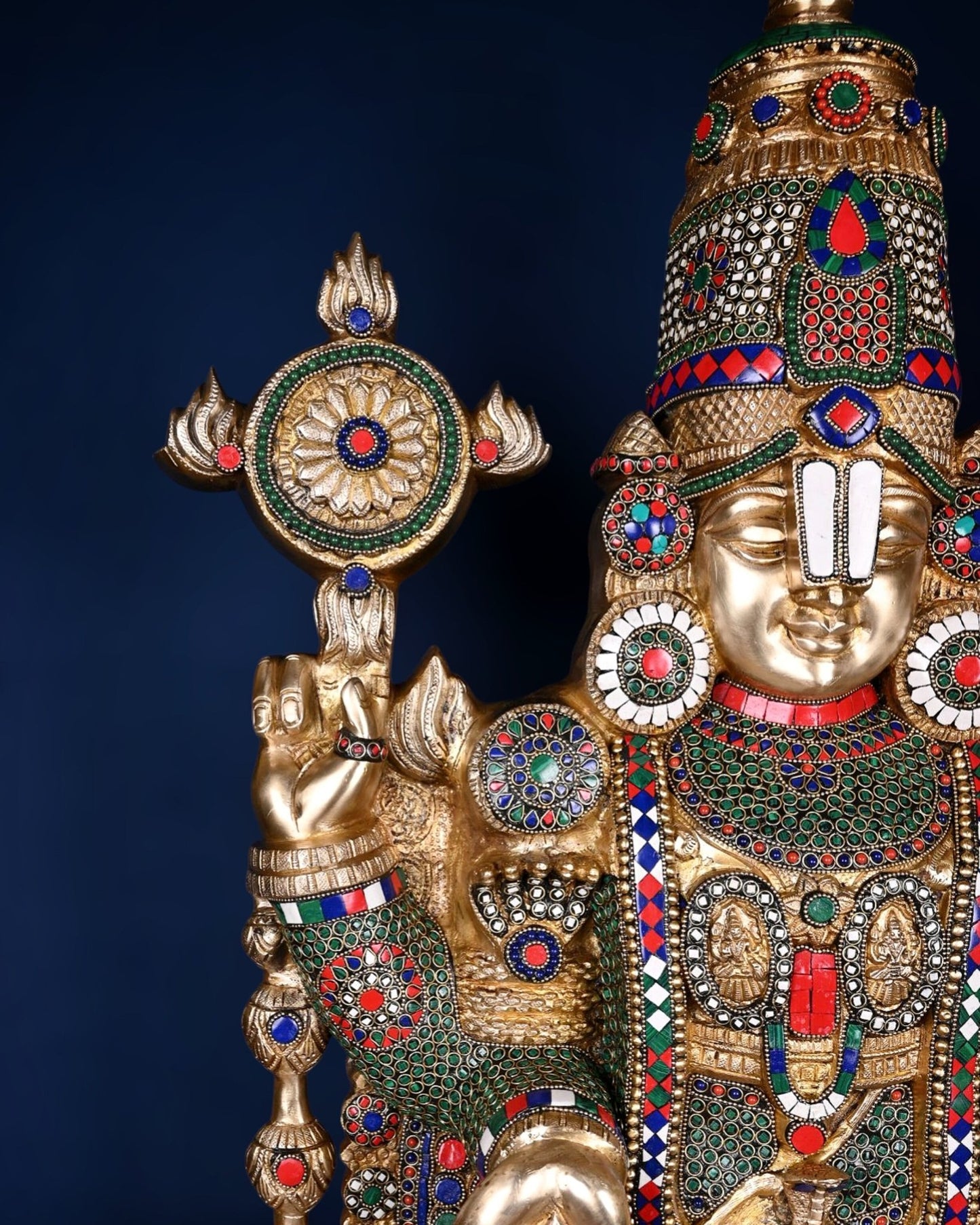Pure Brass Tirupati Balaji & Goddess Lakshmi set 48" meenakari - Budhshiv.com