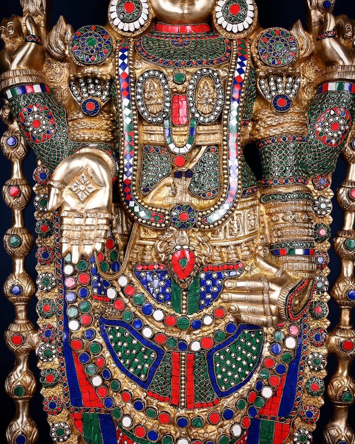 Pure Brass Tirupati Balaji & Goddess Lakshmi set 48" meenakari - Budhshiv.com