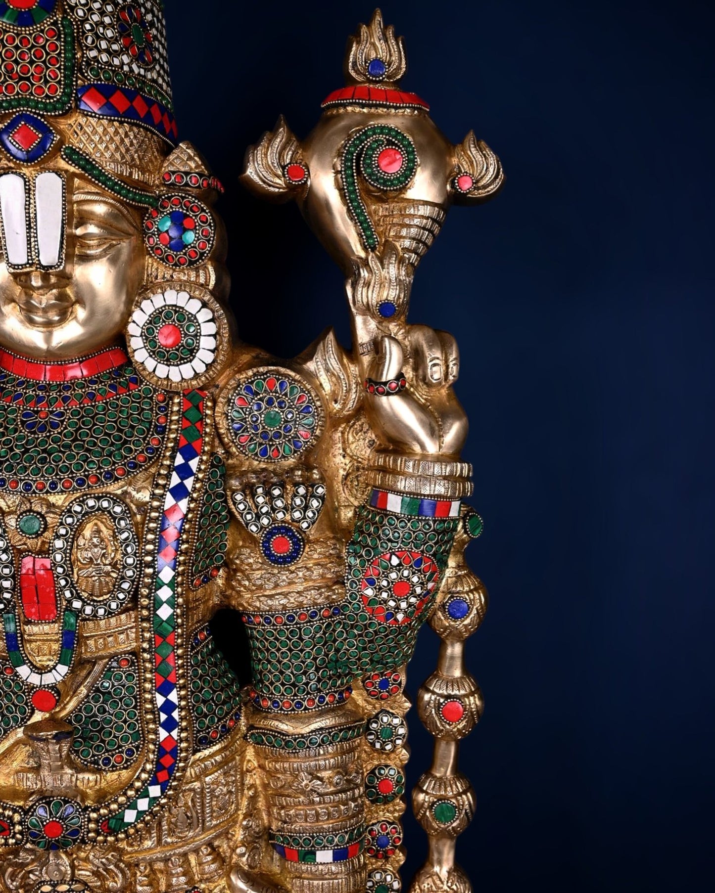 Pure Brass Tirupati Balaji & Goddess Lakshmi set 48" meenakari - Budhshiv.com