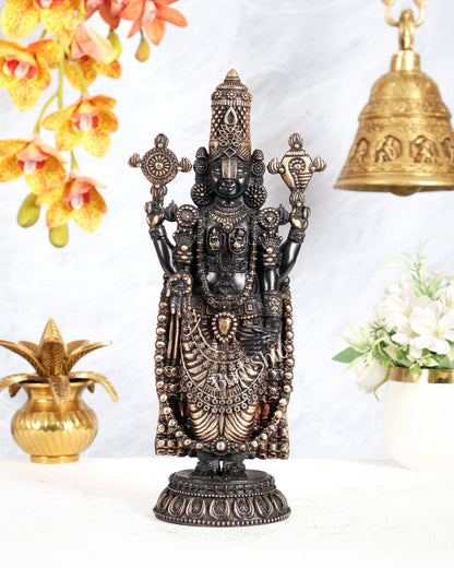 Pure Brass Tirupati Balaji Idol – 12 Inches Tall, Highly Detailed black tone - Budhshiv.com