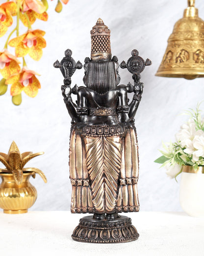 Pure Brass Tirupati Balaji Idol – 12 Inches Tall, Highly Detailed black tone - Budhshiv.com