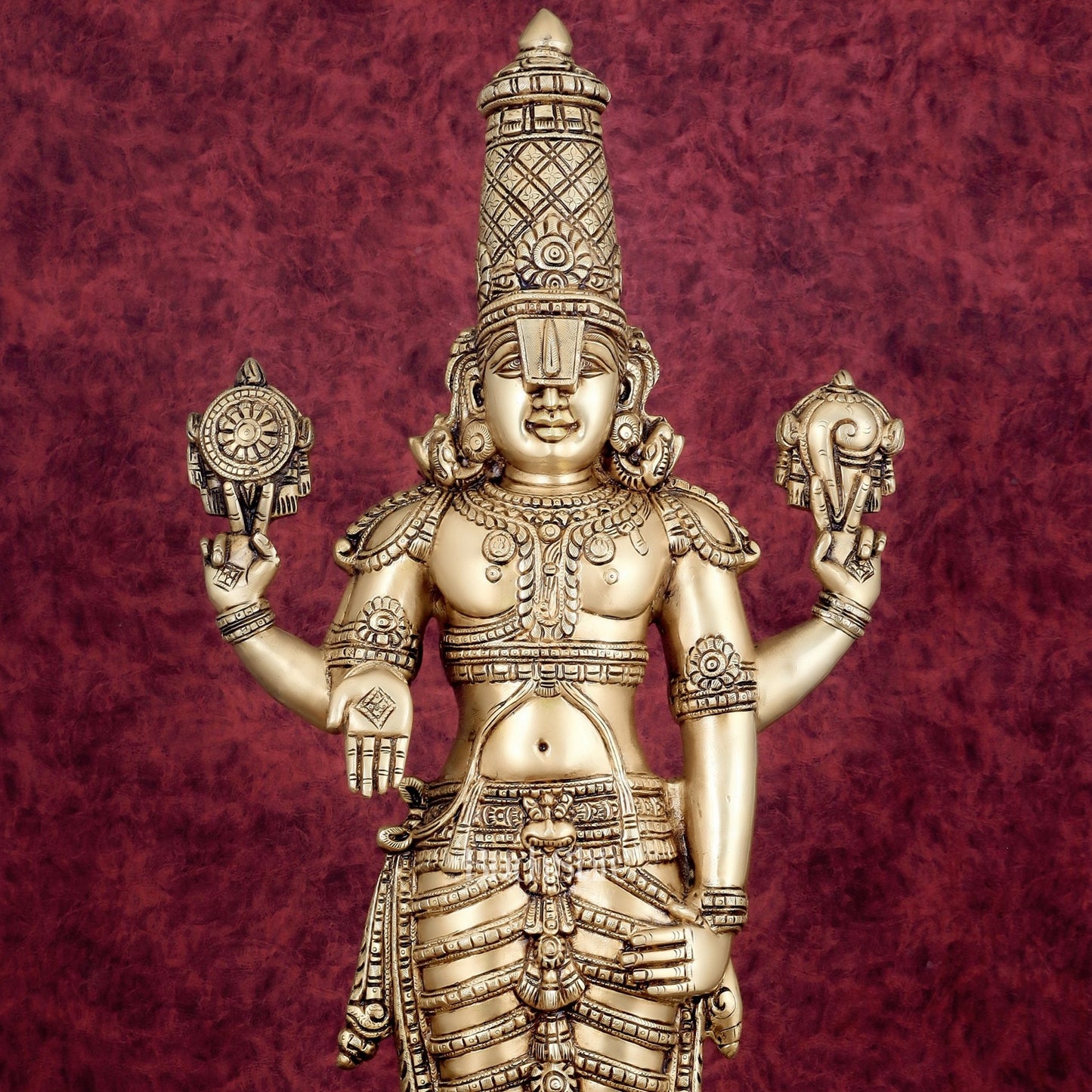 Pure Brass Tirupati Balaji Idol 33" - Budhshiv.com