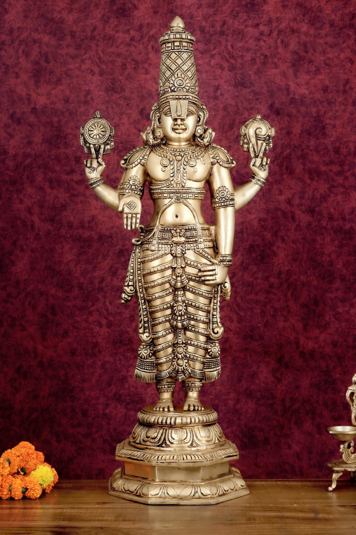 Pure Brass Tirupati Balaji Idol 33" - Budhshiv.com